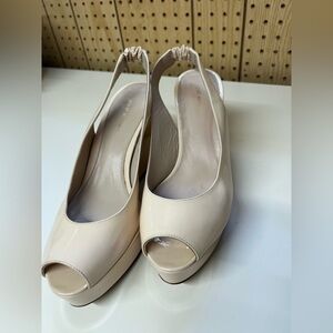 Stuart Weitzman Nude Peep Toe Slingback Heels